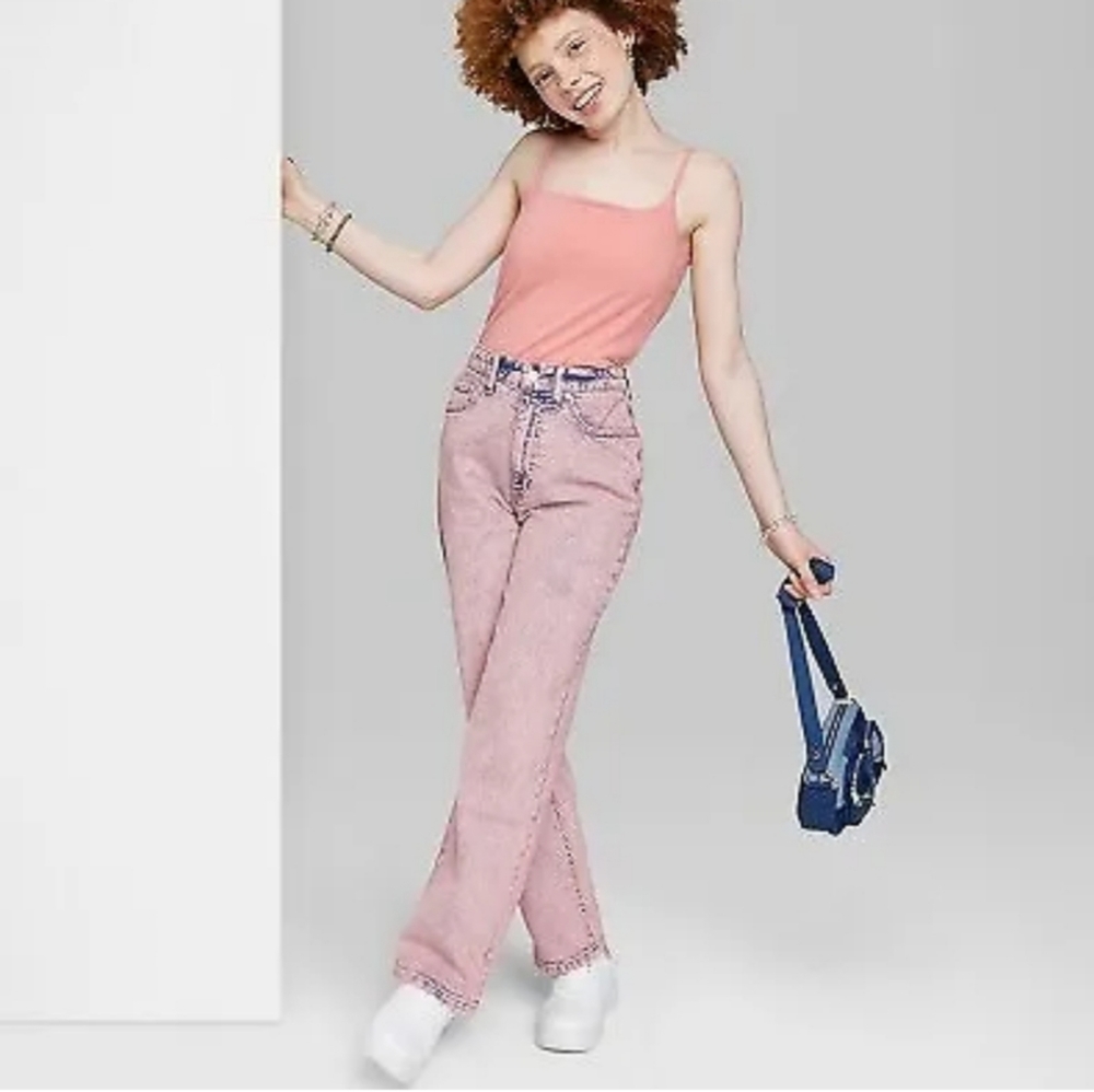 Women's 90's Relaxed Straight Jeans - Wild Fable Pink Wash 16